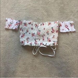 white smocked bathing suit top